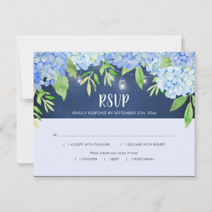Hydrangea Greenery Navy Mason Jar Lights RSVP