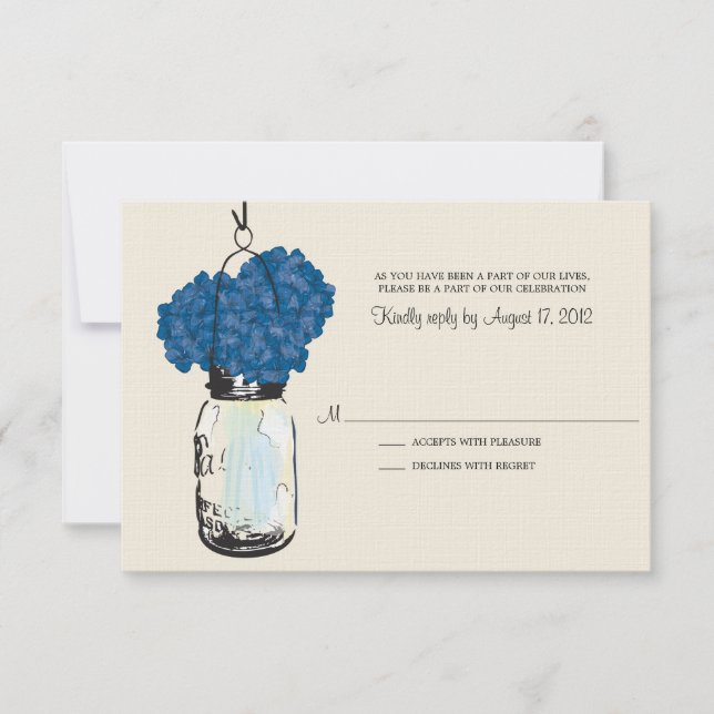 Hydrangea & Mason Jar Wedding RSVP (Anverso)