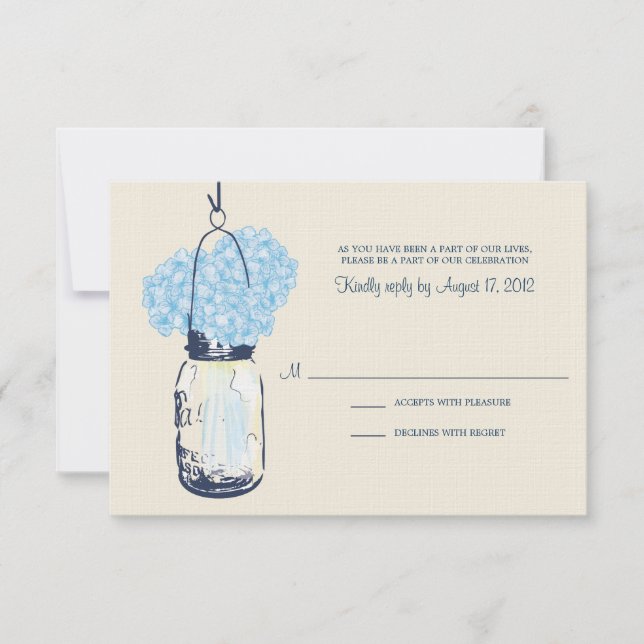 Hydrangea & Mason Jar Wedding RSVP (Anverso)