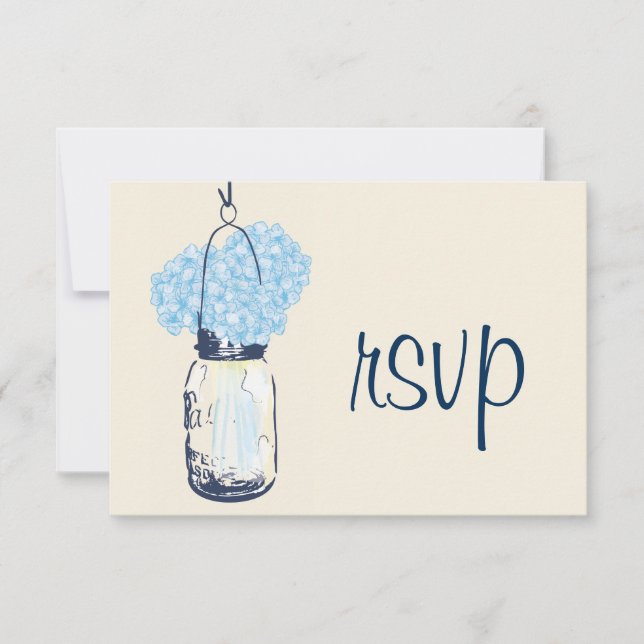 Hydrangea & Mason Jar Wedding RSVP (Anverso)