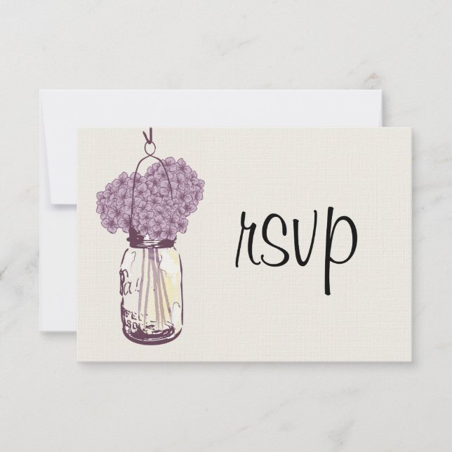Hydrangea & Mason Jar Wedding RSVP (Anverso)