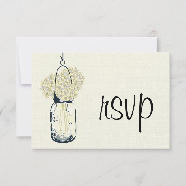 Hydrangea & Mason Jar Wedding RSVP (Anverso)