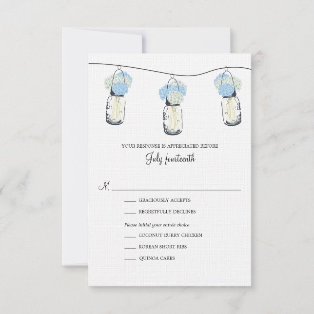 Hydrangea & Mason Jar Wedding RSVP (Anverso)