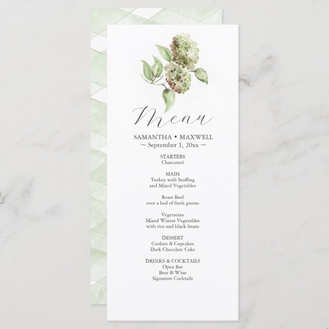 Hydrangea Wedding Menus  (Anverso / Reverso)