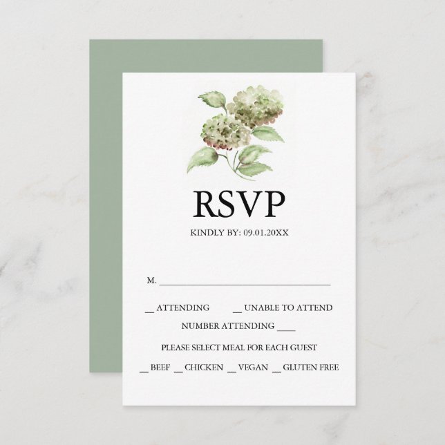 Hydrangea Wedding RSVP Cards (Anverso / Reverso)