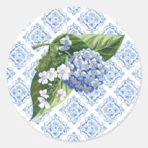 Hydrangeas Blue Tile Sellos para sobres