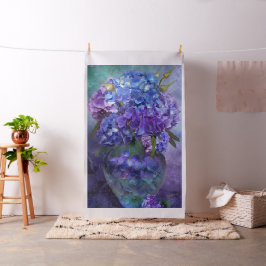 Hydrangeas en tela del arte del florero del