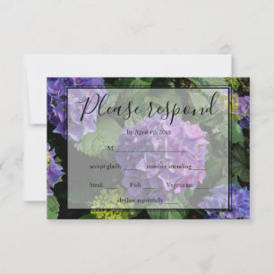 Hydrangeas jardín floral azul púrpura RSVP