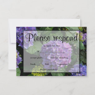 Hydrangeas jardín floral azul púrpura RSVP