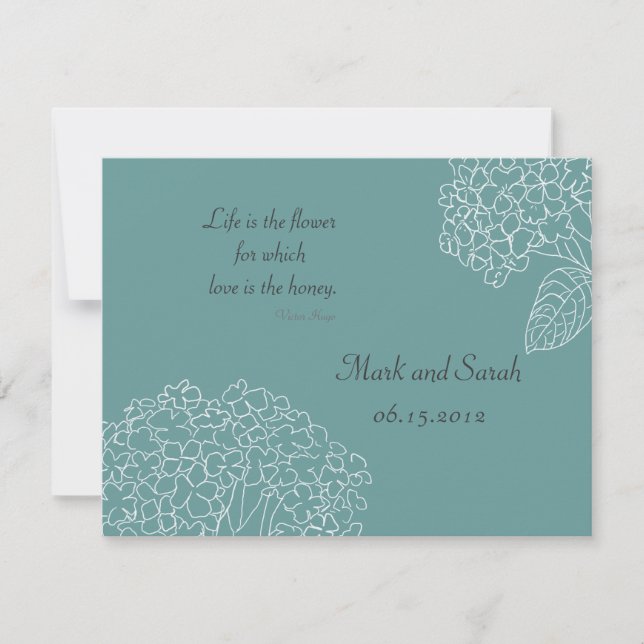 Hydrangeas RSVP con esbozo azul (Anverso)