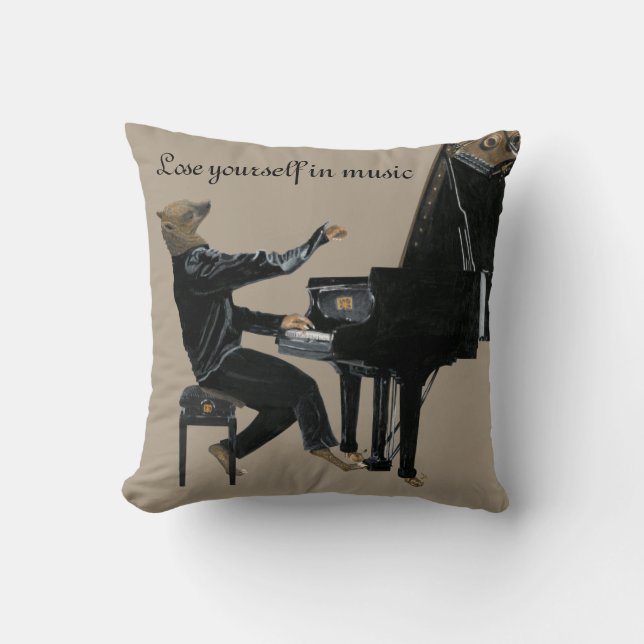 Hyena Piano Music Pianist Cojín decorativo de arte (Anverso)