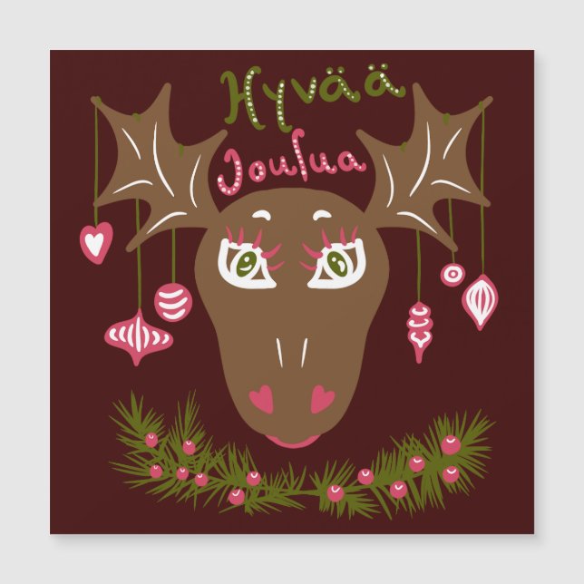 Hyvää Joulua Navidades alce lindo con adornos (Anverso)