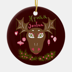 Hyvää Joulua Navidades alce lindo con adornos