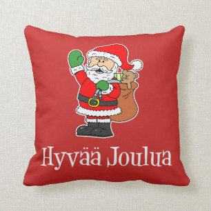 Hyvaa Joulua Navidades finlandeses Santa Cojín dec