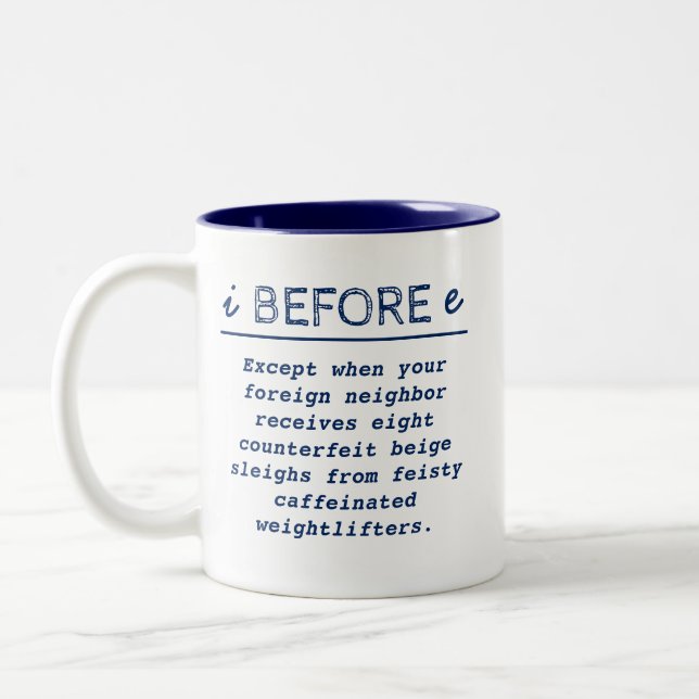 I antes de E - taza divertida del profesor (Izquierda)