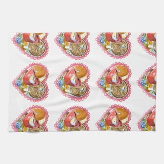 I café del corazón y toalla de los anillos de