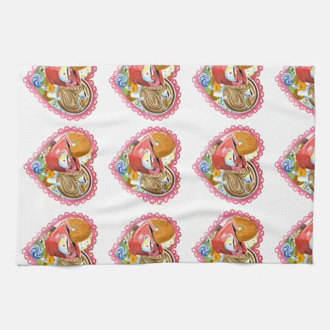 I café del corazón y toalla de los anillos de (Horizontal)