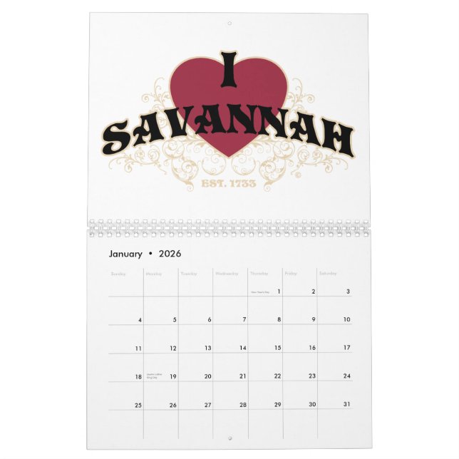 I calendario del Est 1733 de la sabana del corazón (Jan 2026)