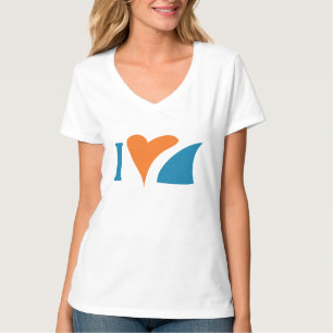 I camiseta del cuello en v de los tiburones del