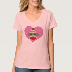 I camiseta del mono del calcetín del corazón