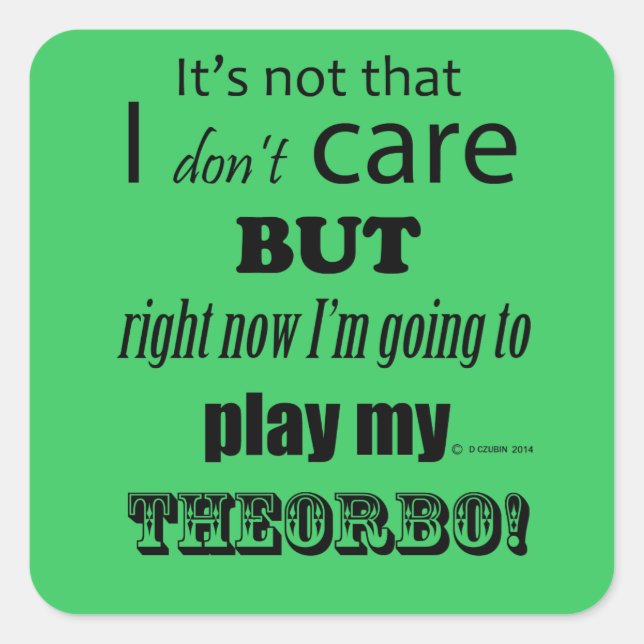 I Care Theorbo Square Pegatina (Anverso)