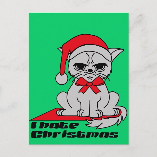 I Christmas hate - Cat tarjeta postal (Anverso)