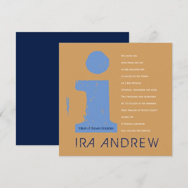 I Colección inicial Bar Bat Mitzvah Invitación (Anverso / Reverso)