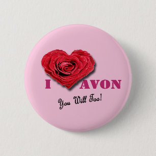 ¡I corazón AVON que usted también! botón rosad