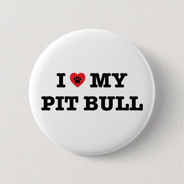 I corazón mi botón del pitbull (Anverso)