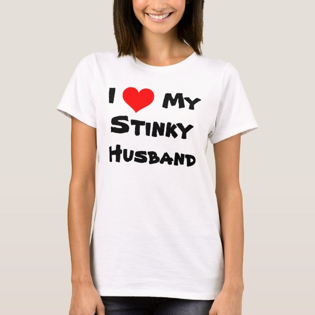 I corazón mi camiseta Stinky del marido (Anverso)