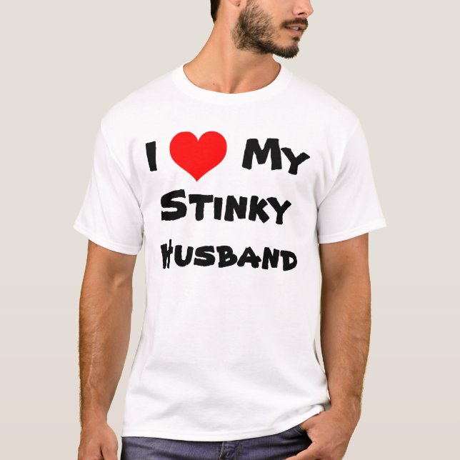 I corazón mi camiseta Stinky del marido (Anverso)
