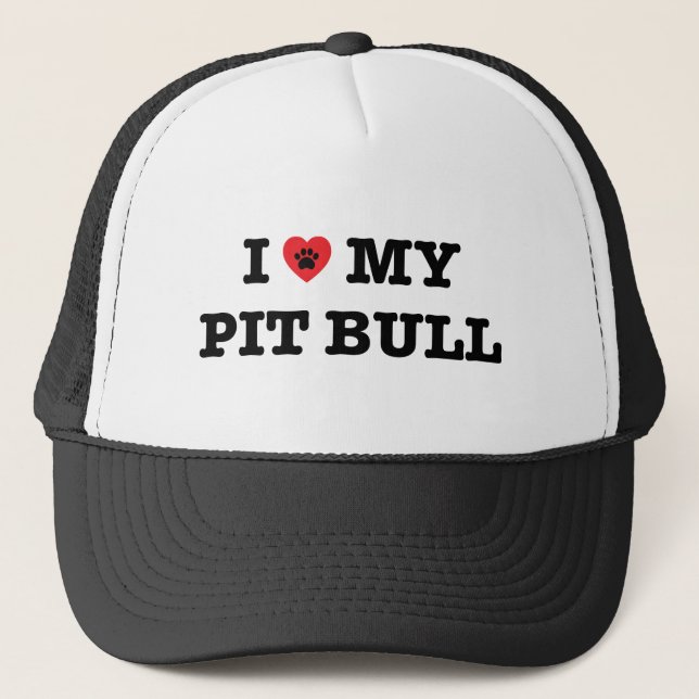 I corazón mi gorra del camionero del pitbull (Anverso)