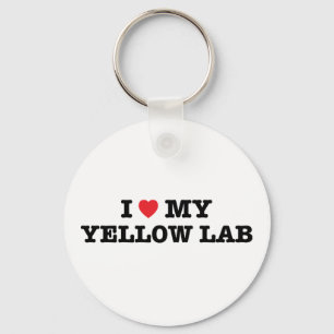 I corazón mi llavero amarillo del laboratorio