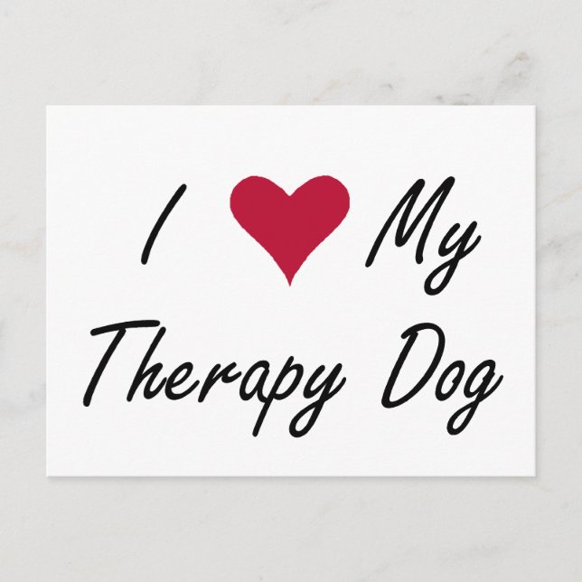 I corazón mi postal del perro de la terapia (Anverso)
