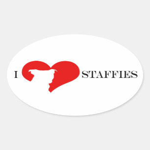 i corazón Staffies - pegatinas ovales