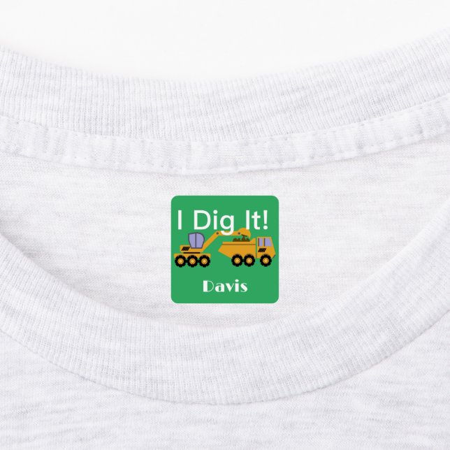 I Dig It Design - Etiqueta de ropa cuadrada pequeñ (Fijada)