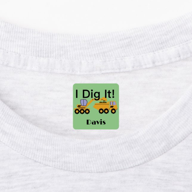 I Dig It Design - Etiqueta de ropa cuadrada pequeñ (Fijada)