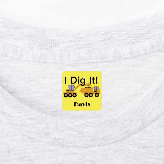 I Dig It Design - Etiqueta de ropa cuadrada pequeñ (Fijada)