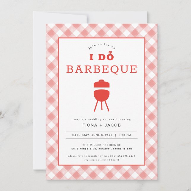 I Do Barbeque Parejas Ducha Invitación BBQ Invitac (Anverso)