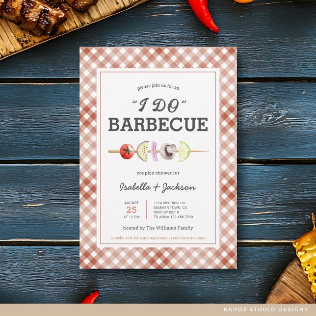 I DO BBQ Barbacoa Boda Invitación a ducha (Personalize with your info, choose corner and paper style.)
