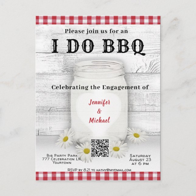 I Do | BBQ | Código QR de invitación a compromiso (Anverso)