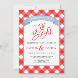 I Do BBQ Engagement Party Red Plaid Invitación