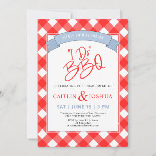I Do BBQ Engagement Party Red Plaid Invitación