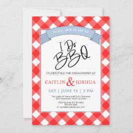 I Do BBQ Engagement Red Plaid Party Invitación