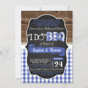I Do BBQ Ensayo Invitación a la Cena - Azul