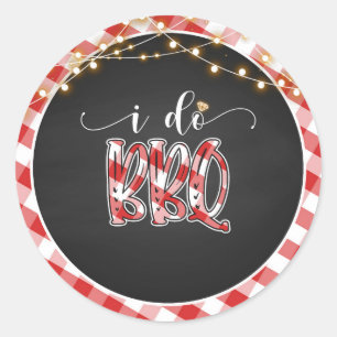 I Do BBQ Round Pegatina - Gingham