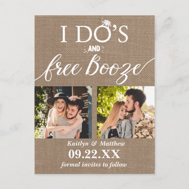 I Do's & Licor Gratis Invitación de Boda Save The  (Anverso)