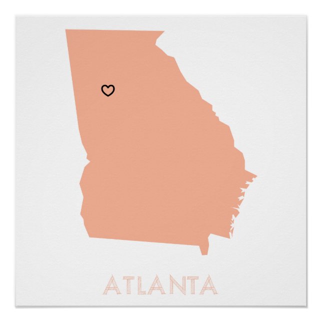 I Heart Atlanta Peach Georgia Map Poster (Anverso)