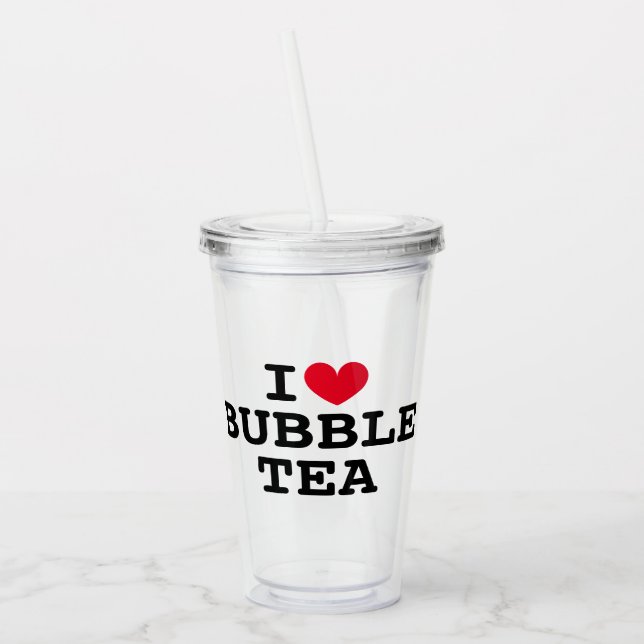 I Heart Bubble Tea transparente Taza de Tumbler Ac (Izquierda)