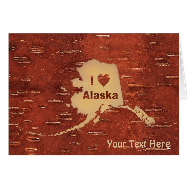 I Heart (Love) Alaska On Inner Birch Bark (Anverso (Horizontal))